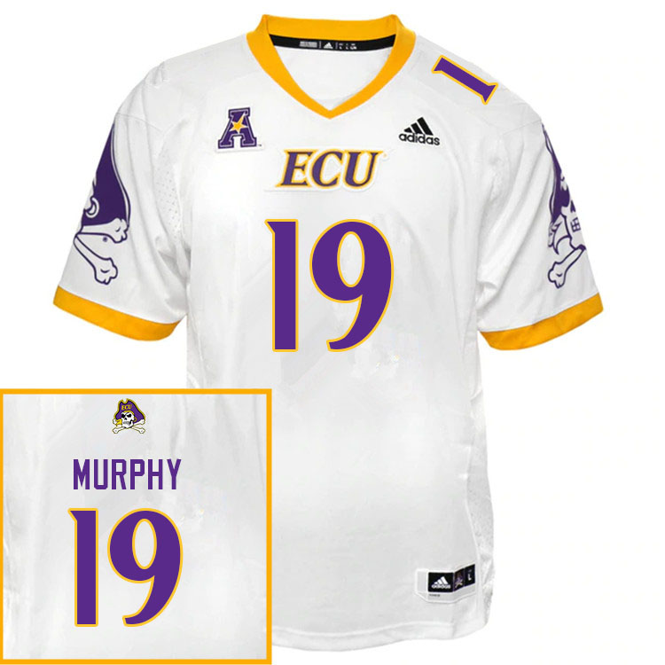Men #19 Josh Murphy ECU Pirates College Football Jerseys Sale-White - Click Image to Close